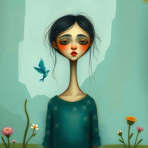Preview for Surreal-woman-portrait-with-bird-aifeatured-template-66170