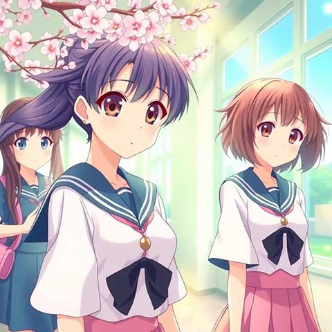 Preview for Anime-schoolgirls-classroom-aicartoon-template-f361c