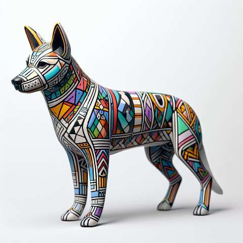 Preview for Vibrant Geometric Dog Sculpture Template