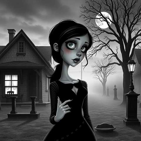 Preview for Wednesday-addams-spooky-neighborhood-aicartoon-template-41341