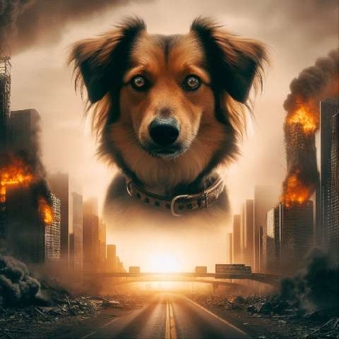 Preview for Dog-amidst-city-destruction-aisytlized-template-7b4a2