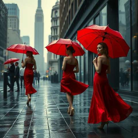 Preview for Women-in-red-dresses-city-street-aistylized-template-562dc