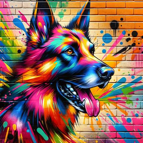 Preview for Vibrant Street Art Dog Design Template