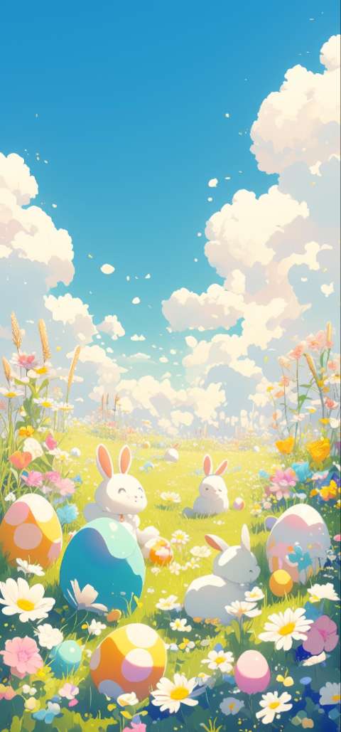 Preview for Easter-bunnies-field-flowers-easter-phone-template-9c471