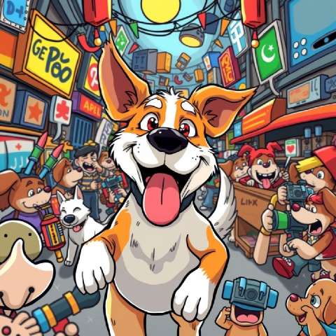 Preview for Cartoon-dogs-market-scene-aicartoon-template-d63a1