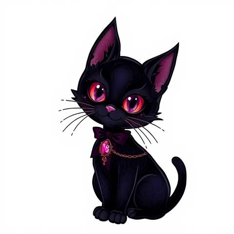 Preview for Black-cat-illustration-pink-eyes-aistickerartstyle-template-5bd18