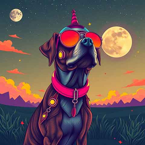 Preview for Cool Dog Under The Moonlight Template