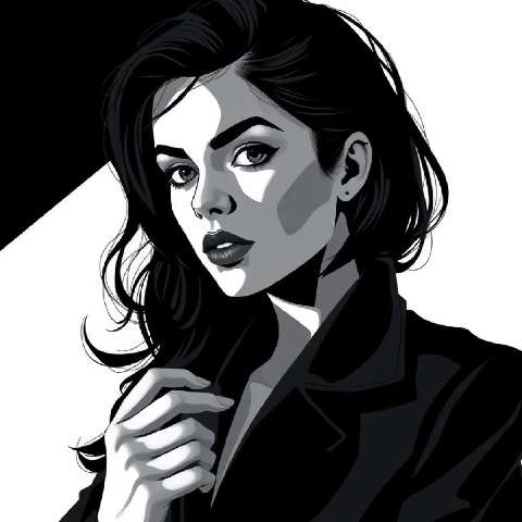 Preview for Black-and-white-woman-illustration-aiartstyle-template-a769e