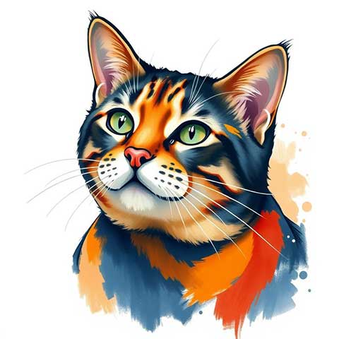 Preview for Colorful-cat-portrait-art-aistickerartstyle-template-3f686