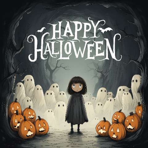 Preview for Halloween-girl-ghosts-pumpkins-template-fdc78