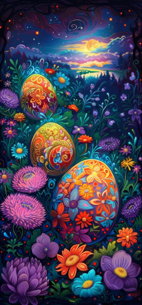 Preview for Vibrant Easter Eggs Wallpaper Template