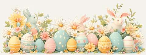 Preview for Easter Eggs And Bunnies Facebook Cover Template