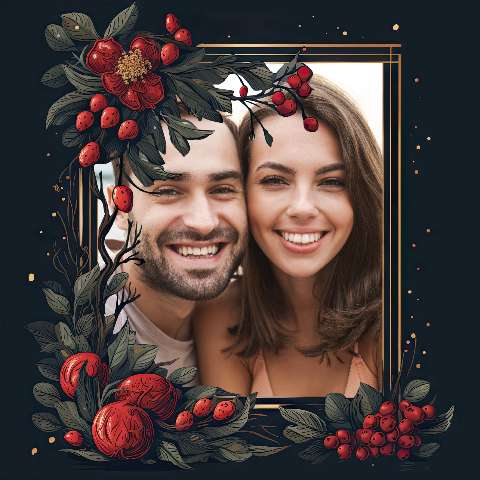 Preview for Couple-portrait-floral-frame-christmas-frame-template-19275