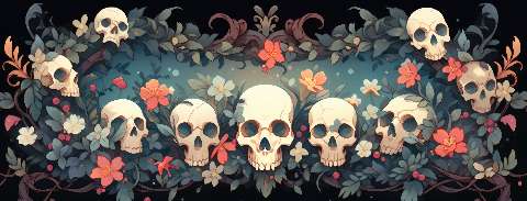 Preview for Skull-floral-illustration-halloween-social-template-e0dbd