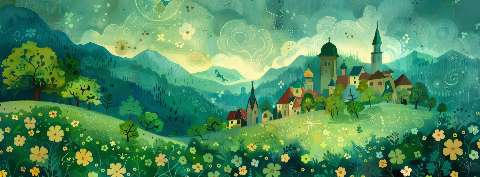 Preview for Whimsical-village-landscape-st-patricks-template-69722