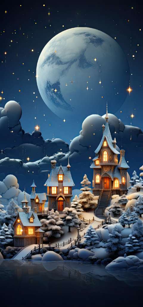 Preview for Winter-village-under-moonlight-christmas-phone-template-951dc