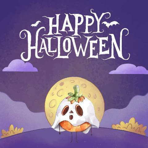 Preview for Halloween-pumpkin-ghost-illustration-halloween-post-template-7f65b