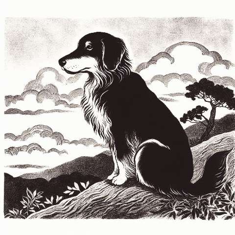 Preview for Dog Sitting On A Hill Template