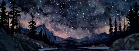 Preview for Night Sky Over Mountains And Lake Template