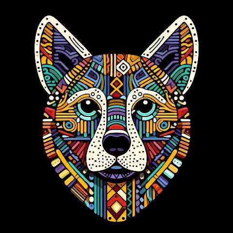 Preview for Vibrant Wolf Art Design Template
