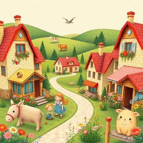 Preview for Whimsical-village-illustration-aicartoon-template-55a6f