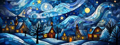 Preview for Winter-village-night-christmas-facebook-template-389e3