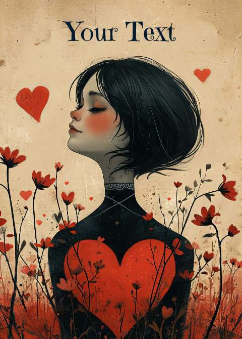 Preview for Woman-surrounded-by-flowers-and-hearts-love-template-f4c43