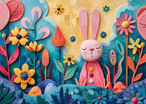 Preview for Serene Bunny In Vibrant Garden Template