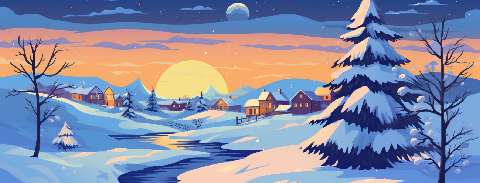 Preview for Serene-winter-landscape-illustration-christmas-facebook-template-902c1