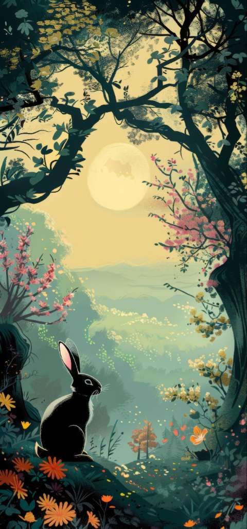 Preview for Serene Forest Landscape With Rabbit Template