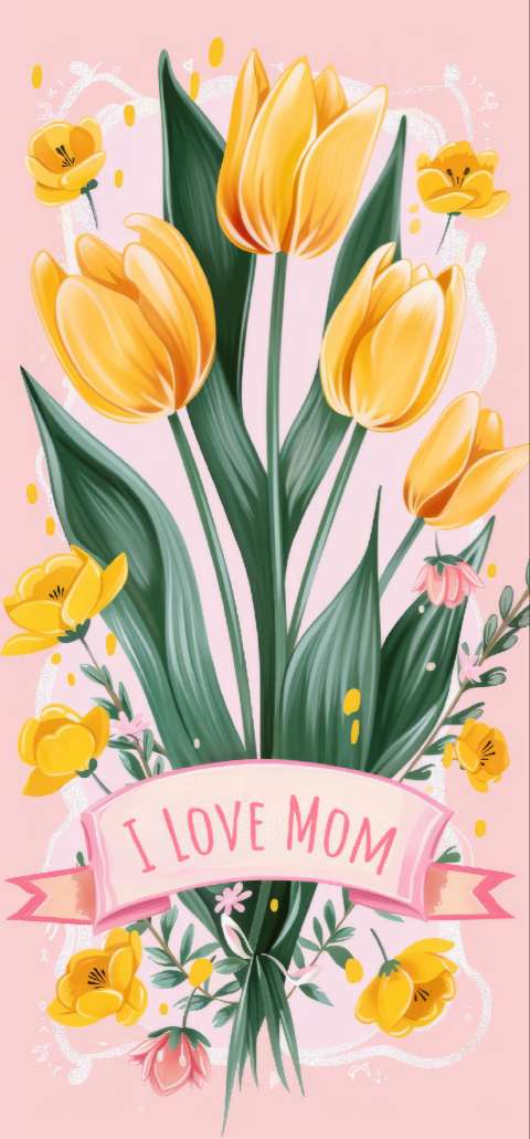 Preview for Yellow Tulips Mother's Day Card Template
