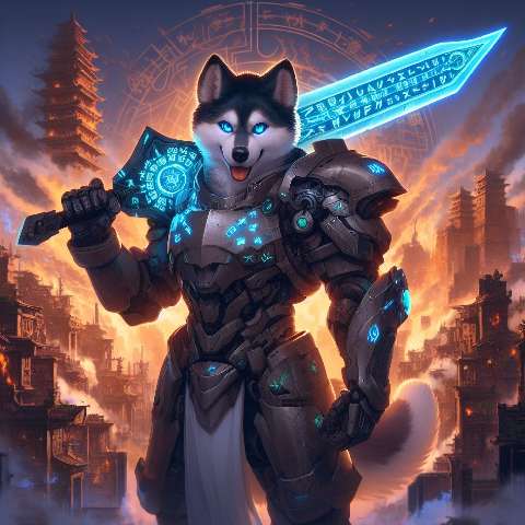 Preview for Cyberpunk Husky Warrior Design Template
