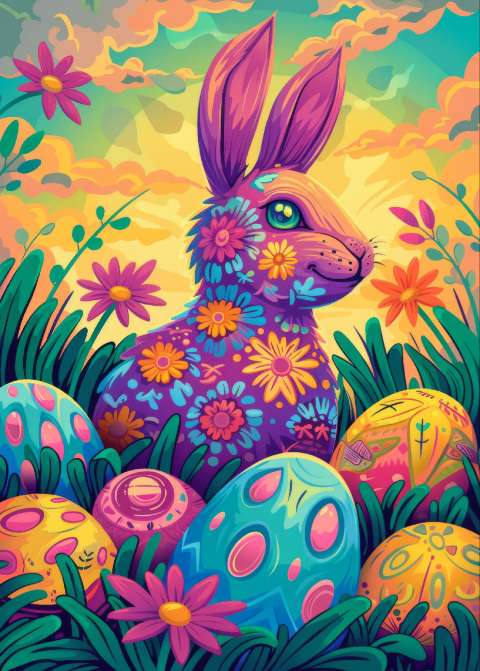 Preview for Vibrant Easter Bunny Illustration Template