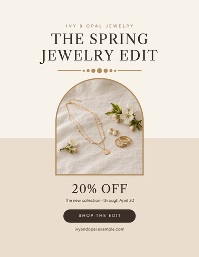 Letter flyer size of The Spring Jewelry Edit