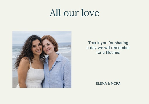 Thank-you card size of Coastline Vows