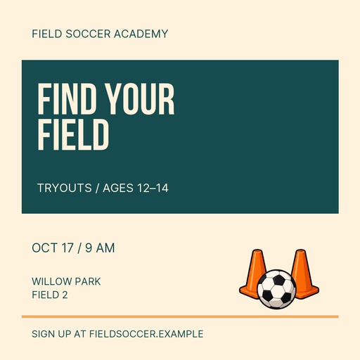 Square post size of Find Your Field Soccer