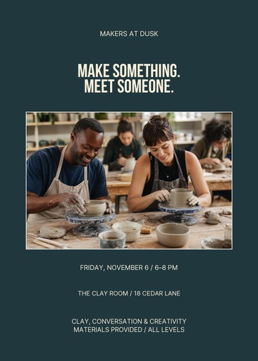 5 × 7 invitation size of Makers at Dusk