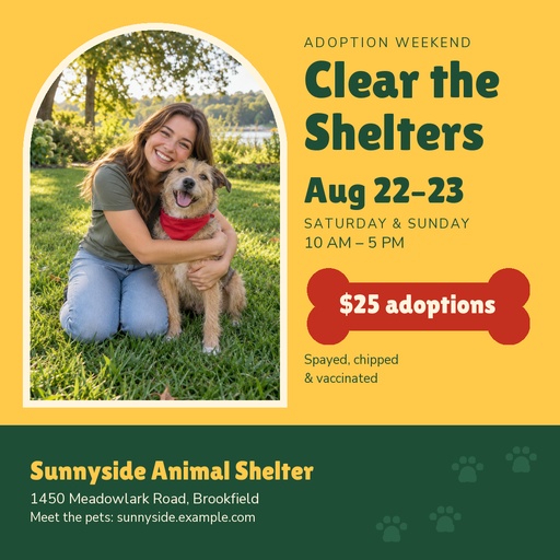 Square post size of Clear the Shelters Weekend