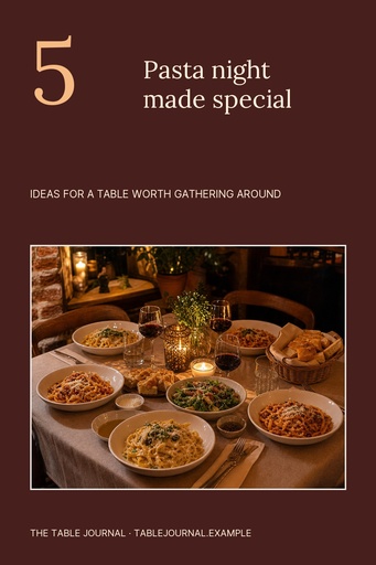 Pinterest pin size of Pasta Night Journal