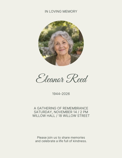 Letter flyer size of A Life Full of Kindness