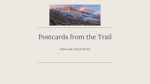 YouTube banner size of Postcards from the Trail
