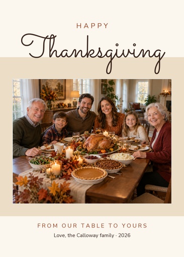 Portrait greeting size of Thanksgiving at Our Table