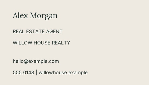 Agent contact card size of The Willow Home