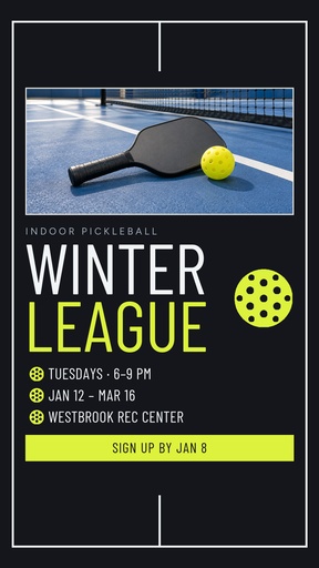 Story opener size of Indoor Pickleball League