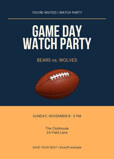 5 × 7 invitation size of Kickoff Together