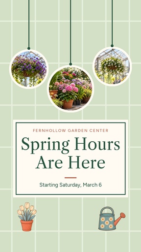 Story opener size of Spring Hours Are Here