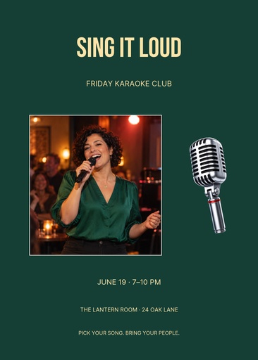 5 × 7 invitation size of Sing It Loud