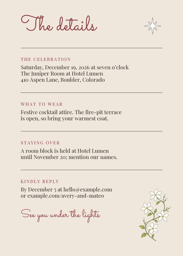 Details card size of Engaged for the Holidays