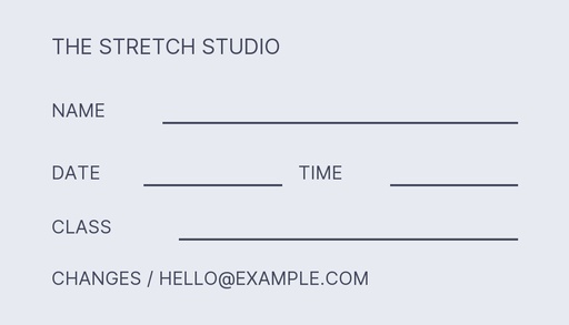 Appointment card size of The Stretch Studio