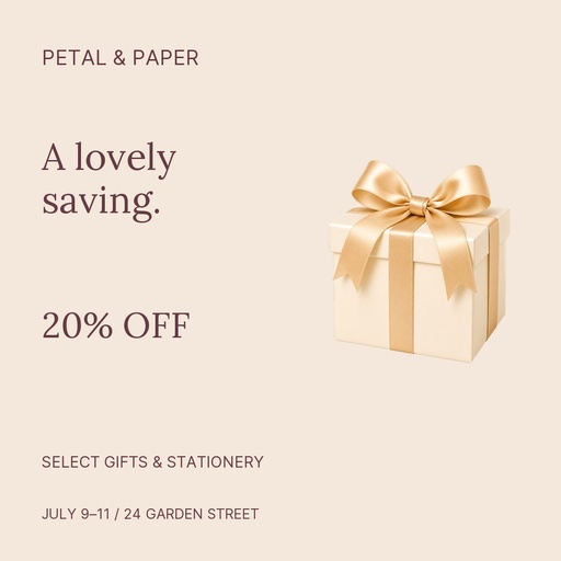 Square post size of Petal & Paper Gift Shop